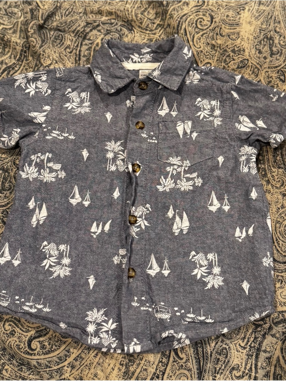 Carter’s Just One You Baby Boy Sailboat Button-Up Shirt 12M